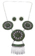 Turquoise Needlepoint Silver Link Necklace Earrings Set CX51333