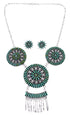 Southwest Turquoise Needlepoint Silver Necklace And Earring Set CX51336