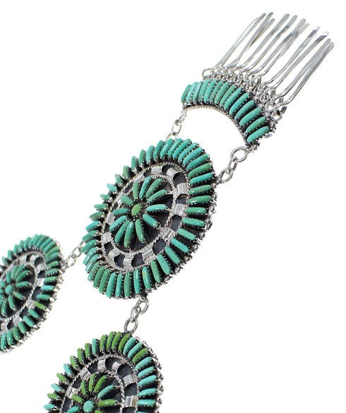 Southwest Turquoise Needlepoint Silver Necklace And Earring Set CX51336