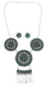 Silver Turquoise Needlepoint Southwest Necklace And Earring Set CX51373