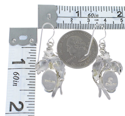 Southwest Turquoise Silver Hook Dangle Flower Earrings AX51390