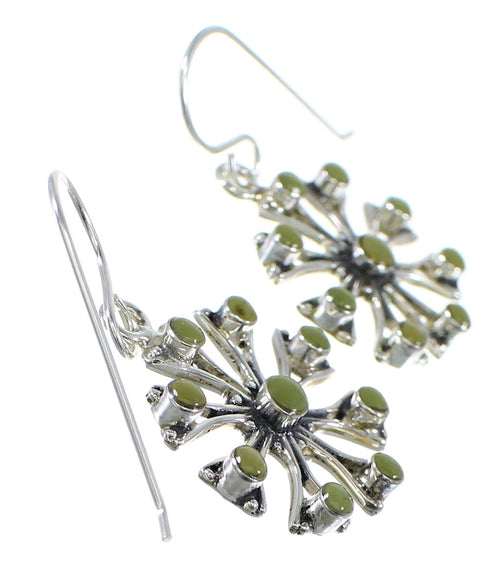 Southwestern Turquoise Silver Hook Dangle Earrings AX51496