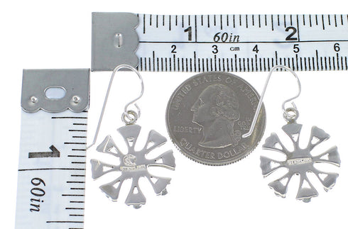 Southwestern Turquoise Silver Hook Dangle Earrings AX51496