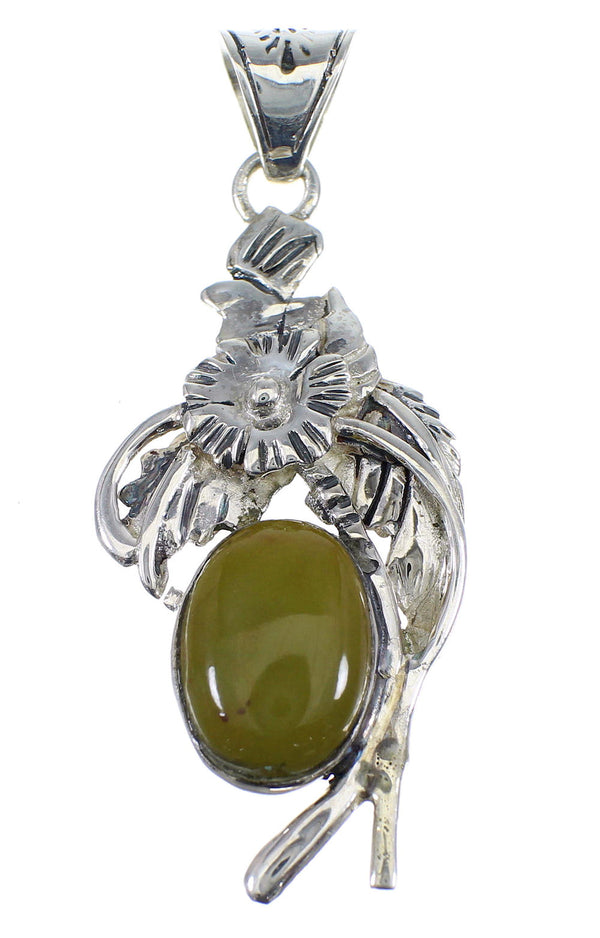 Genuine Sterling Silver Turquoise Flower Pendant AX51547