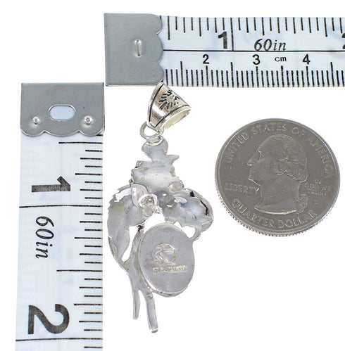 Southwestern Silver Turquoise Flower Pendant AX51549