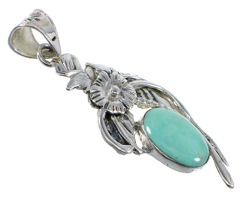 Turquoise And Silver Flower Slide Pendant AX51554