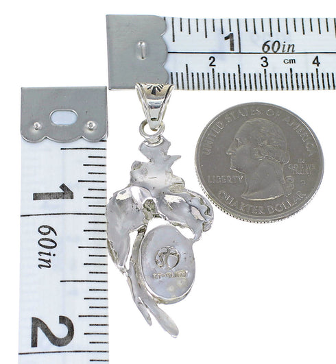 Turquoise And Silver Flower Slide Pendant AX51554