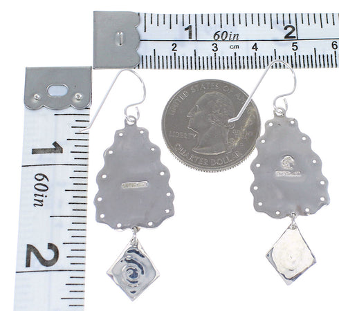 Turquoise Inlay Sterling Silver Hook Dangle Earrings AX51588