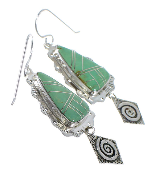 Southwest Turquoise And Silver Hook Dangle Earrings AX51608