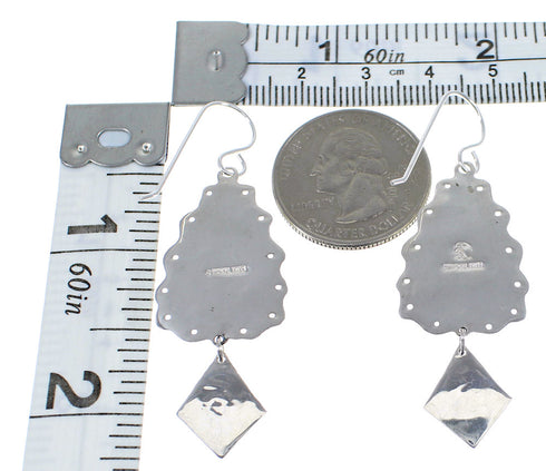 Southwest Turquoise And Silver Hook Dangle Earrings AX51608