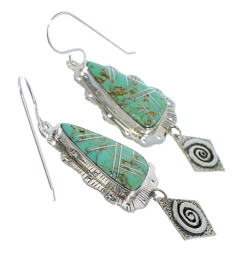 Southwestern Turquoise And Silver Hook Dangle Earrings AX51610