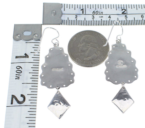 Southwestern Turquoise And Silver Hook Dangle Earrings AX51610