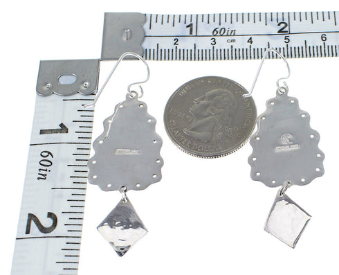 Southwest Sterling Silver Turquoise Hook Dangle Earrings AX51627