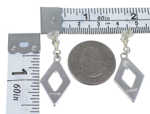 Turquoise Inlay And Sterling Silver Post Dangle Earrings AX51635