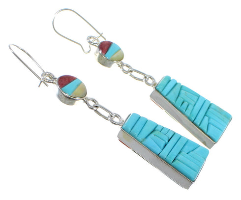 Multicolor Silver Southwestern Reversible Hook Dangle Earrings AX51745