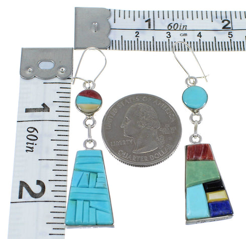 Multicolor Silver Southwestern Reversible Hook Dangle Earrings AX51745