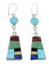 Multicolor Inlay Silver Southwestern Reversible Hook Dangle Earrings AX51748