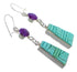 Silver Magenta Turquoise And Turquoise Reversible Hook Dangle Earrings AX51755