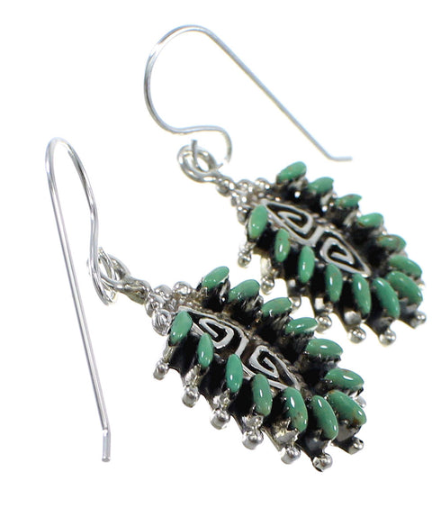 Turquoise Sterling Silver Water Wave Needlepoint Hook Dangle Earrings AX51808