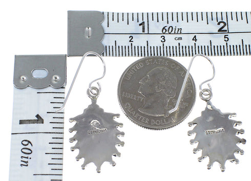 Turquoise Sterling Silver Water Wave Needlepoint Hook Dangle Earrings AX51808