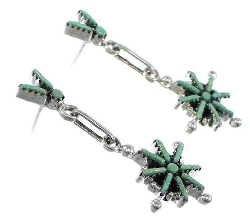 Sterling Silver Turquoise Needlepoint Jewelry Post Dangle Earrings AX51824