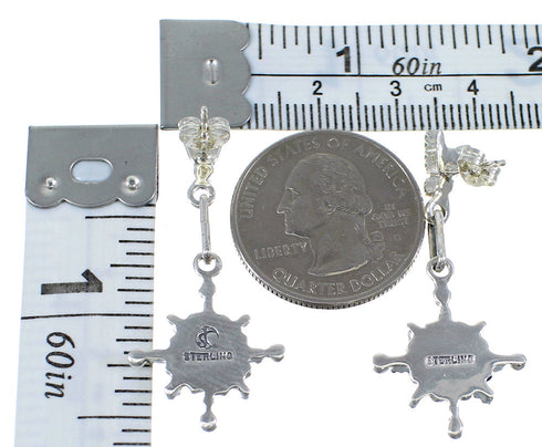 Sterling Silver Turquoise Needlepoint Jewelry Post Dangle Earrings AX51824