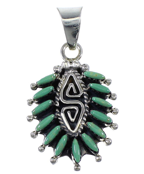 Turquoise Sterling Silver Water Wave Needlepoint Pendant AX51903