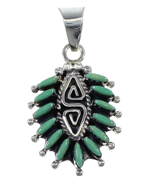 Turquoise Sterling Silver Water Wave Needlepoint Pendant AX51903