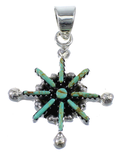 Authentic Sterling Silver Turquoise Needlepoint Slide Pendant AX51932