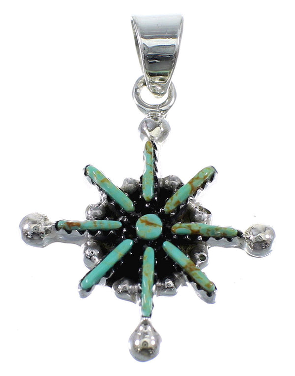 Authentic Sterling Silver Turquoise Needlepoint Slide Pendant AX51932
