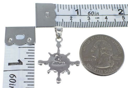 Authentic Sterling Silver Turquoise Needlepoint Slide Pendant AX51932