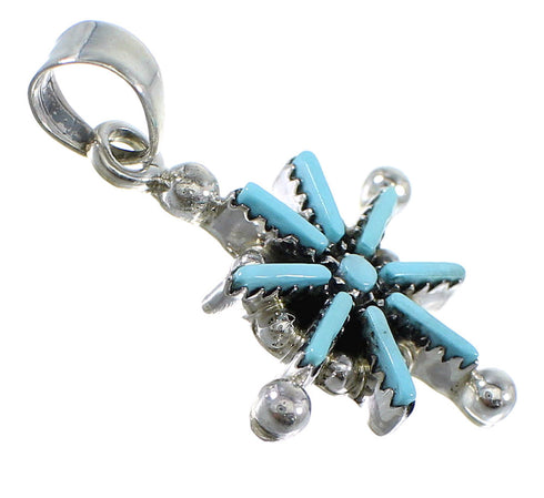 Southwest Sterling Silver Turquoise Needlepoint Slide Pendant AX51937