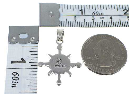 Southwest Sterling Silver Turquoise Needlepoint Slide Pendant AX51937