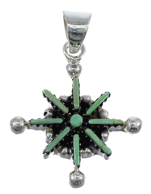 Southwestern Sterling Silver Turquoise Needlepoint Slide Pendant AX51940