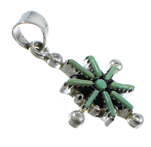 Southwestern Sterling Silver Turquoise Needlepoint Slide Pendant AX51940