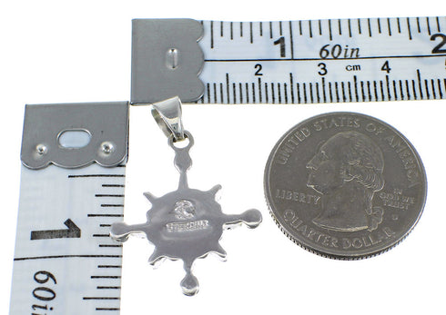 Southwestern Sterling Silver Turquoise Needlepoint Slide Pendant AX51940