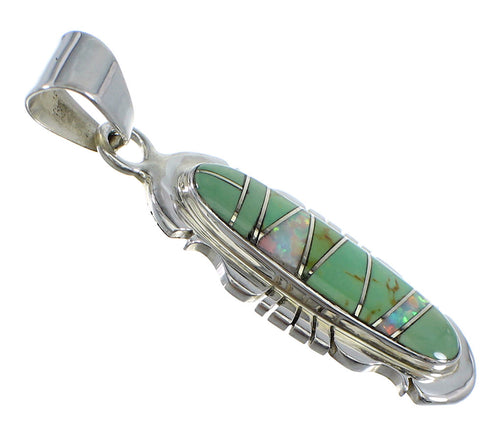 Southwest Turquoise And Opal Silver Pendant YX51592