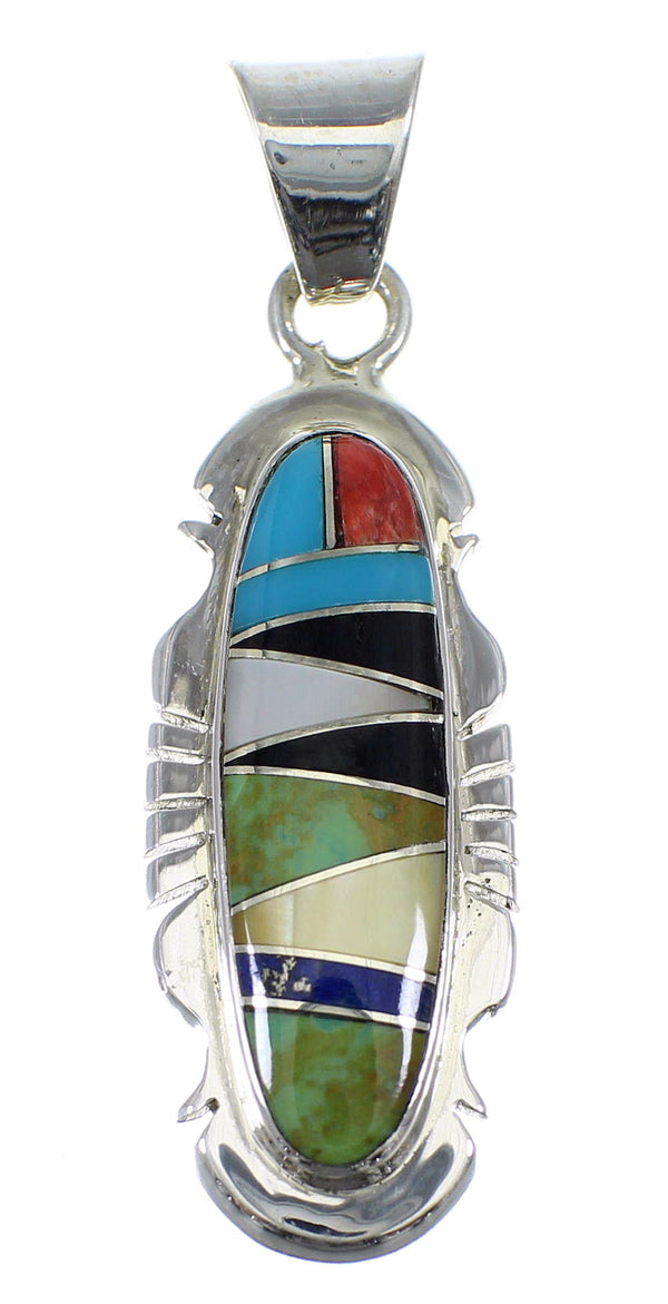 Genuine Sterling Silver Multicolor Inlay Pendant YX51621
