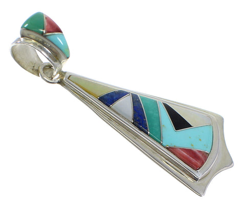 Multicolor Inlay Southwestern Silver Pendant YX51747