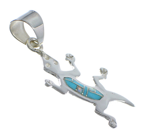 Turquoise And Opal Silver Lizard Pendant Jewelry YX51761