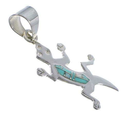 Turquoise And Opal Inlay Silver Lizard Pendant YX51762