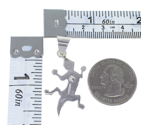 Turquoise And Opal Inlay Silver Lizard Pendant YX51762