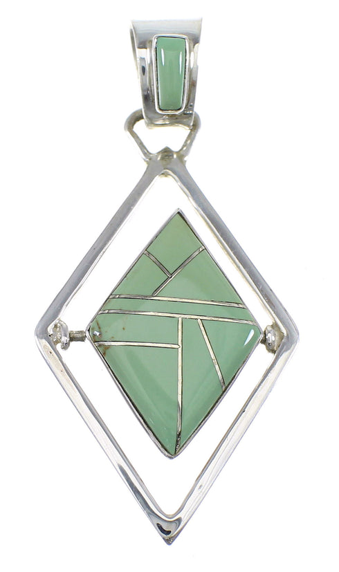 Multicolor Silver Native American Village Design Reversible Pendant AX53124