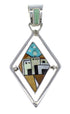Multicolor Silver Native American Village Design Reversible Pendant AX53124