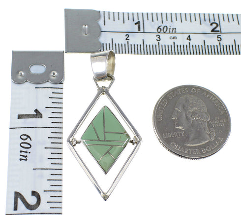 Multicolor Silver Native American Village Design Reversible Pendant AX53124