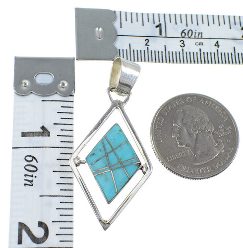 Multicolor Sterling Silver Native American Pueblo Design Reversible Pendant AX53130