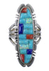 Authentic Sterling Silver Multicolor Inlay Ring Size 5-3/4 CX51688