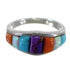 Multicolor Inlay Sterling Silver Southwest Ring Size 5-3/4 CX51686