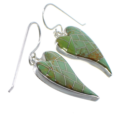 Turquoise Sterling Silver Hook Dangle Heart Earrings YX52162