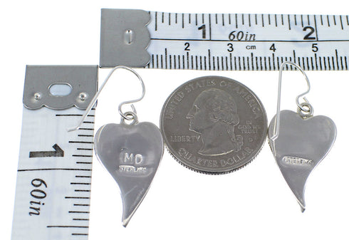 Turquoise Sterling Silver Hook Dangle Heart Earrings YX52162